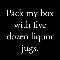 image: pack my box with five dozen liquor jugs
