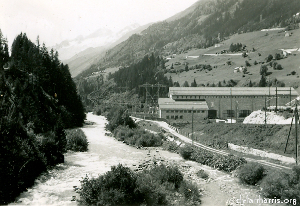 image: Photo: Looking West along Bedretto Valley, Shewing Power Station.
