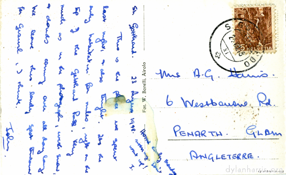 image: Postcard from my dad to his mum.
