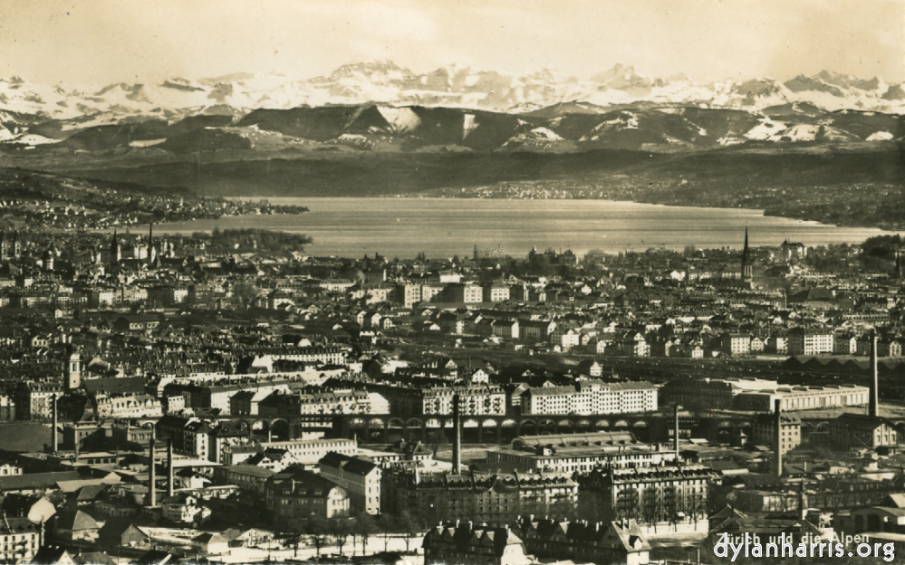 image: Postcard: Zürich und die Alpen.