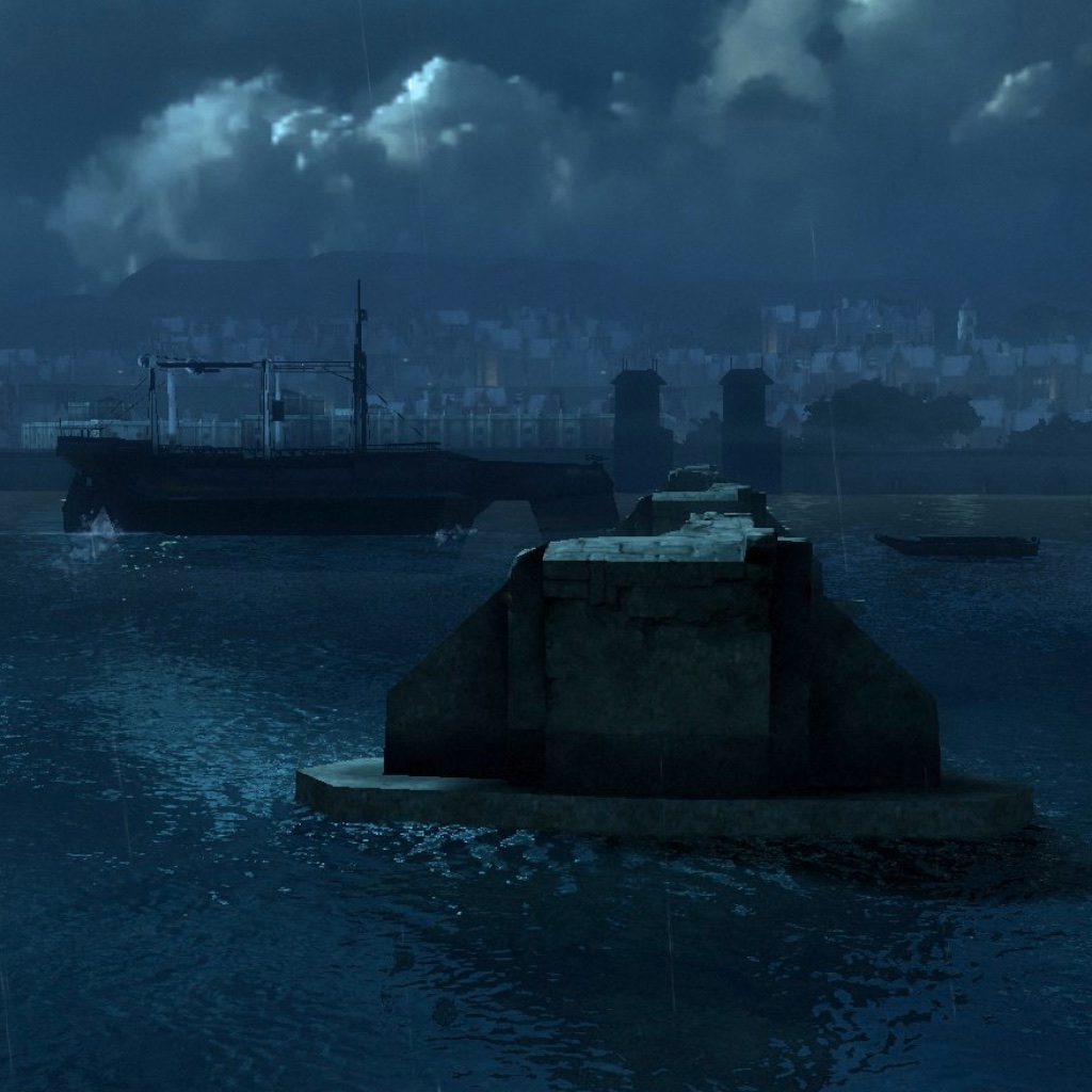 a screenshot from dishonoured showing the city river