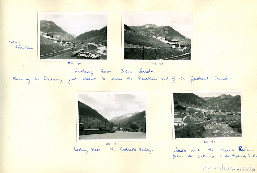 image: Looking East from Airolo. Shewing the Railway just about to enter the Southern end of the Gotthard Tunnel.