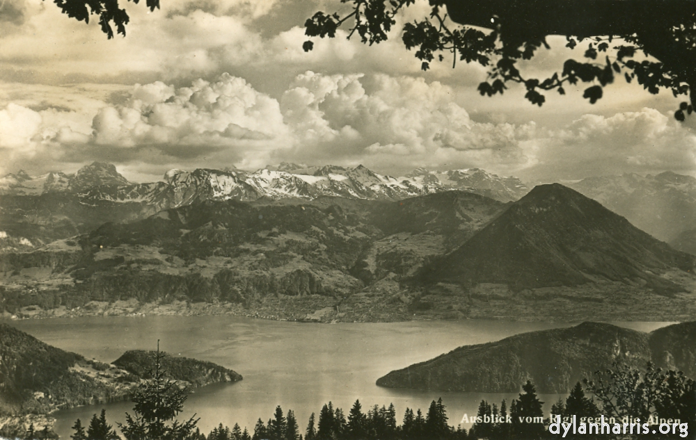 Postcard: Ausblick vom Rigi gegen die Alpen. [[ The Vieuvalslättersee from Rigi. ]]