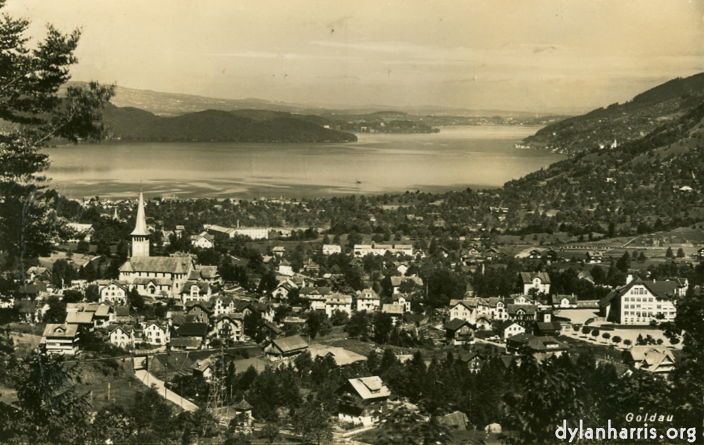 image: Postcard: Goldau [[ Goldau and Lake Zug. Arth on Left. ]]