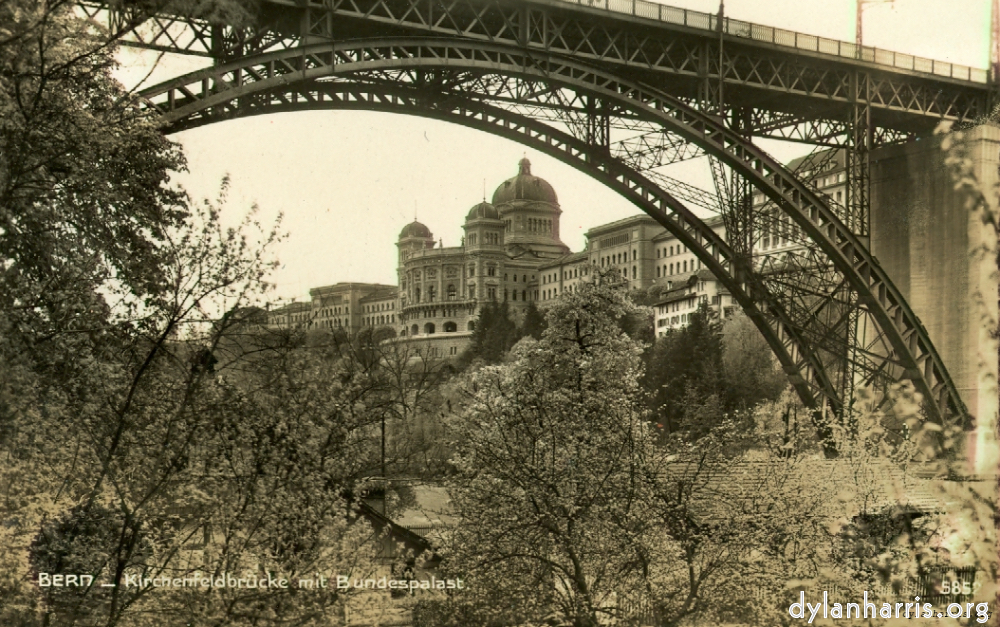 image: Postcard: BERN - Kirchenfeldbrücke mit Bundespalast. [[ The Swiss Houses of Parliament. ]]