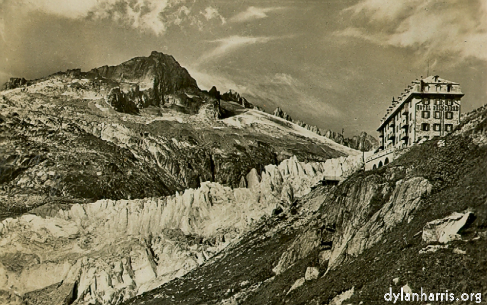 image: Postcard [[ The Rhone Glacier and Hotel Belvedere 7,540 feet. ]]
