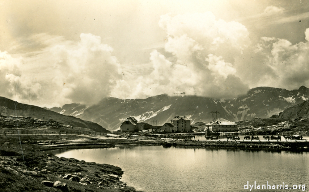 image: Postcard: [[ Hotel Monte-Prosa, 6870ft. Gotthard Hospice, St. Gotthard Pass, looking South. ]]