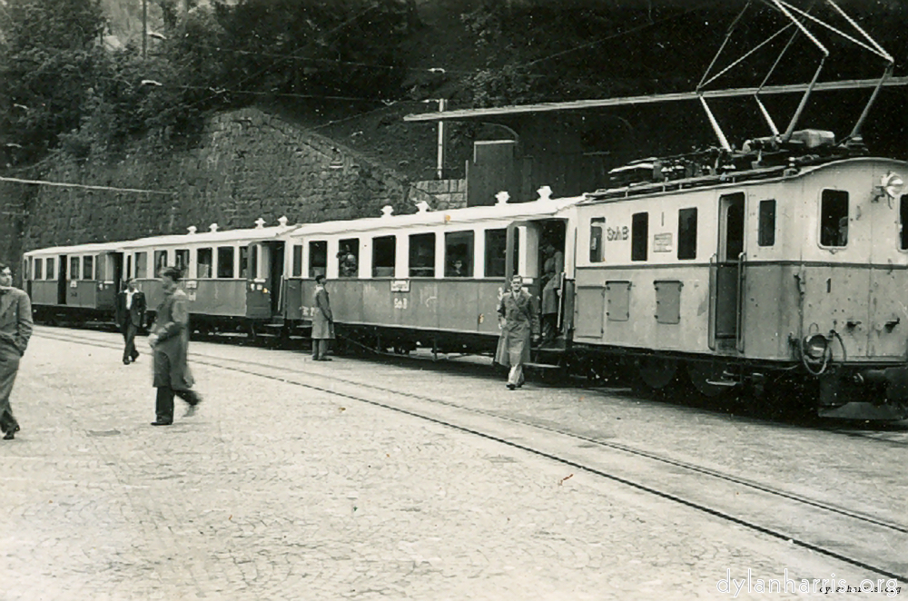 image: Schöllenenbahn train at Göschenen.