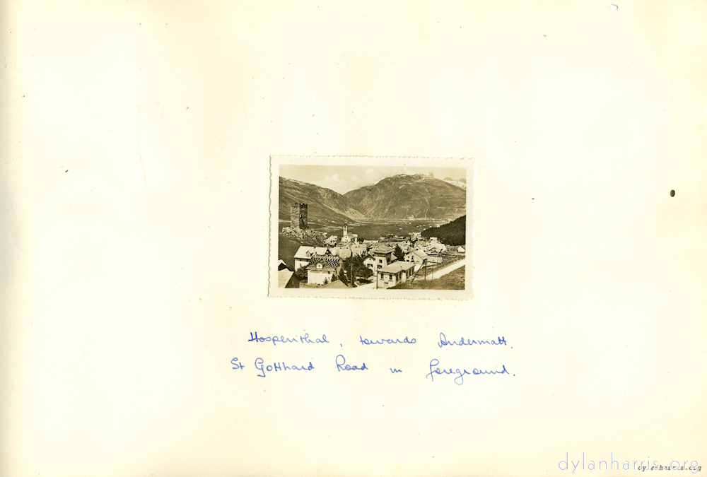 image: Hospenthal, towards Andermatt, St. Gotthard Road in foreground.
