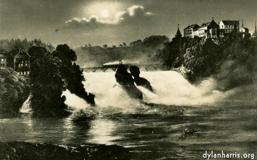 image: Postcard: Rheinfalls and Castle Laufen Neuhausen