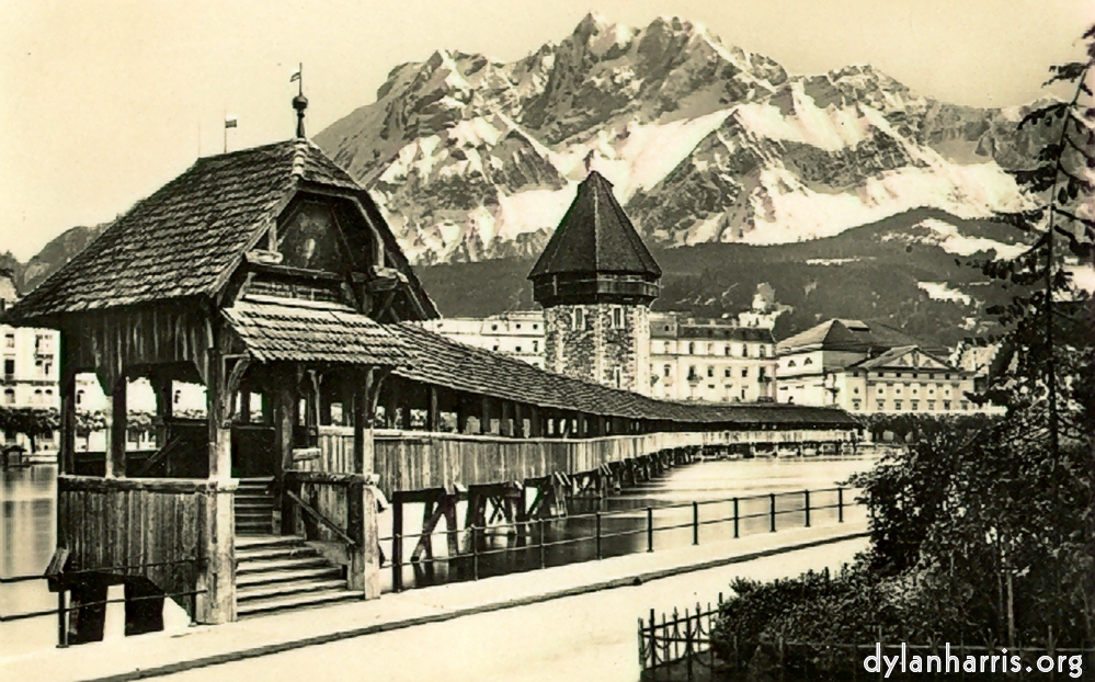 image: Postcard [[ Chapel Bridge (built 1333) & Water Tower, Lucerne. ]]