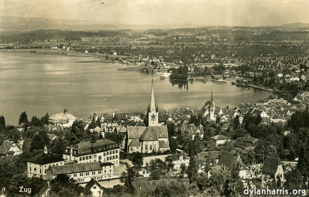 image: Postcard: Zug [[ Looking N.W. across Lake Zug. ]]