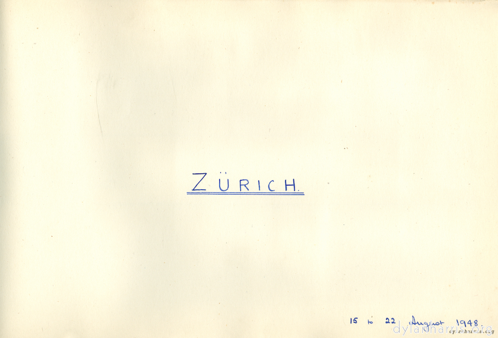 image: Zürich 15 to 22 August 1948.