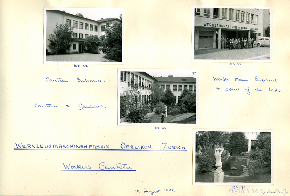image: Werkzeugmaschinenfabrik, Oerlikon, Zurich, Workers Canteen. 19 August 1948.